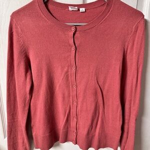 Gap Women’s Crewneck Button-Front Sweater Cardigan - Rose